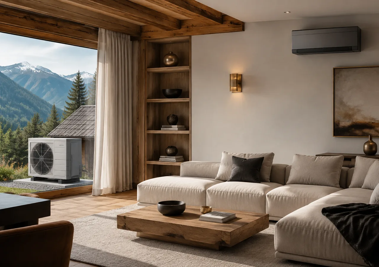 Intérieur illustrant l’intégration discrète d’une climatisation murale